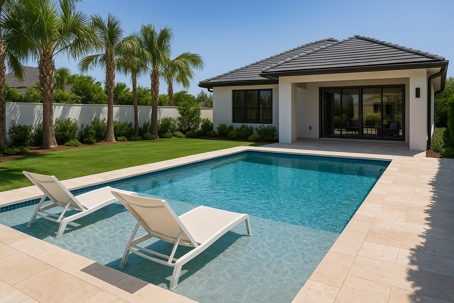 Luxury backyard pool with ICF walls